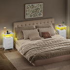 Vagusicc Night Stand with Charging Station, LED Nightstand - Image 7