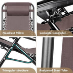 Devoko Patio Zero Gravity Chair Outdoor Folding Adjustable Reclining Chairs - Image 5