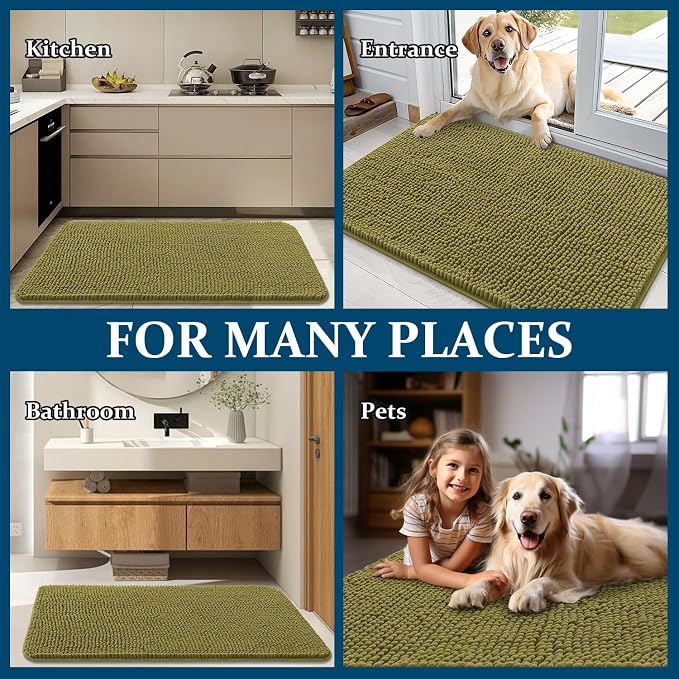 OLANLY Dog Door Mat for Muddy Paws 50x30, Super Absorbent Chenille Mud Mat | - Image 8