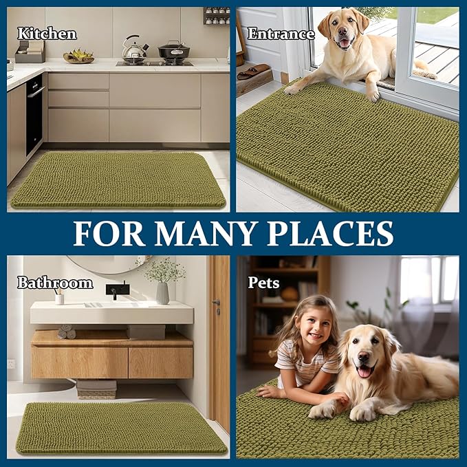 OLANLY Dog Door Mat for Muddy Paws 40x24, Super Absorbent Chenille Mud Mat | - Image 8