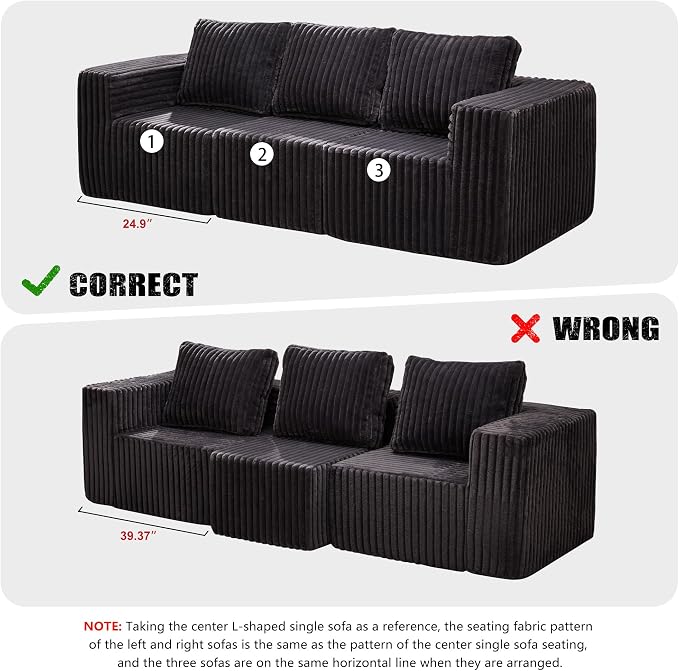 Modular Sectional Sofa 3-Seater Modular Couch - Image 4