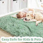 Amdrebio Sage Green Large Fluffy Rug 6x9 - Image 2