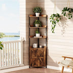 HOOBRO Corner Shelf with Storage, Tall Corner Cabinet, 5-Tier Bookshelf Stand - Image 4