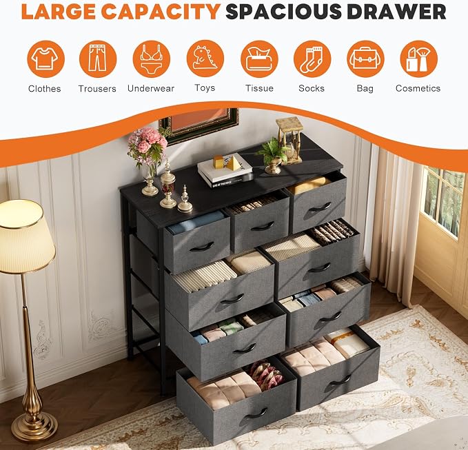 Sweetcrispy 9-Drawer Fabric Dresser Storage Tower - Image 7