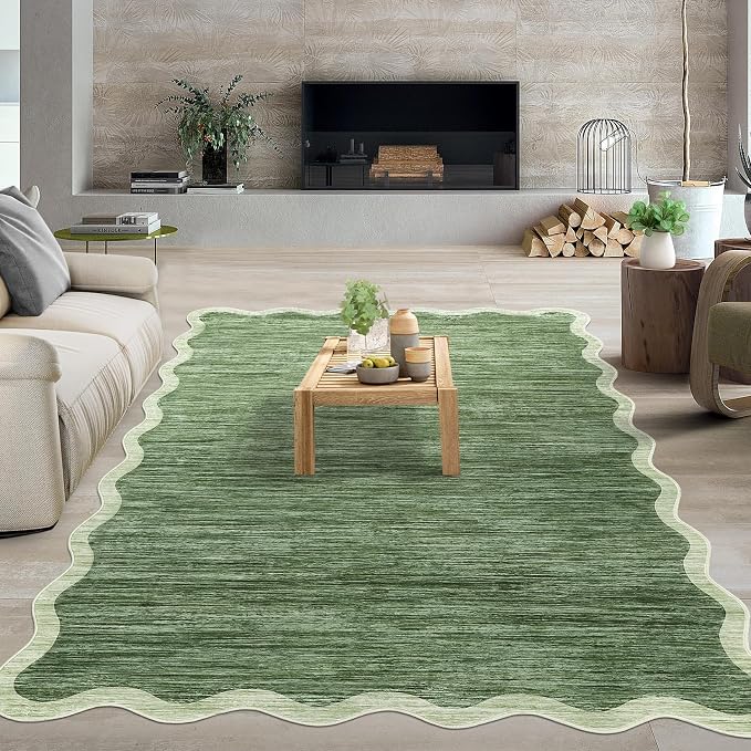 GarveeHome Scalloped Washable Rugs 9x12 Area Rug by GarveeHome