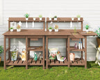 SERWALL Outdoor Potting Bench 2-Piece Set, Rot-Resistant HDPE Potting Table by SERWALL