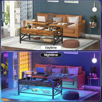 Aheaplus Coffee Table with LED Light and Power Outlet, Modern Lift-Top Center - Image 7