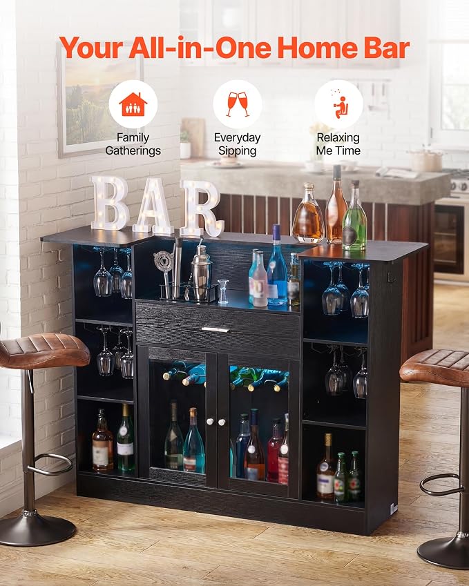 VEVOR Home Bar Unit, Wine Bar Cabinet Table 4-Tier - Image 4