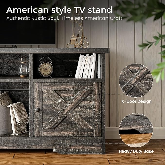 Casaottima TV Stand for 65 Inch TV, Farmhouse Entertainment Center - Image 5