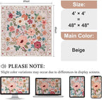 DUKINO 4x4 Square Area Rug, Soft Floral Washable Rug - Image 2