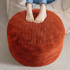 HIGOGOGO Round Stuffed Pouf Ottoman, Corduroy Poufs by HIGOGOGO