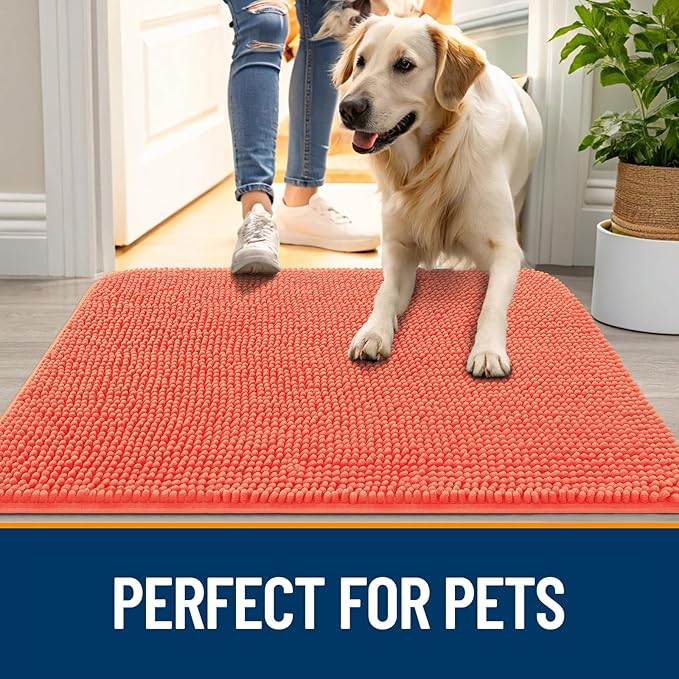 OLANLY Dog Door Mat for Muddy Paws 70x46, Super Absorbent Chenille Mud Mat | - Image 6