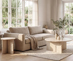 HNY Coffee Table and End Table Set of 2 Modern Round Nesting Coffee Table Faux - Image 2