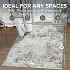 5x7 Area Rugs for Living Room Bedroom Dining Room Washable Brown Grey | Soft - Image 2