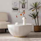 Round Marble Coffee Table 27.56" Bucket Shaped Fluted Coffee Table - Image 2
