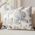 Set of 2 Decorative Floral Pillow Covers 22x22 Inch Navy Blue | Neutral by SWANCOCO