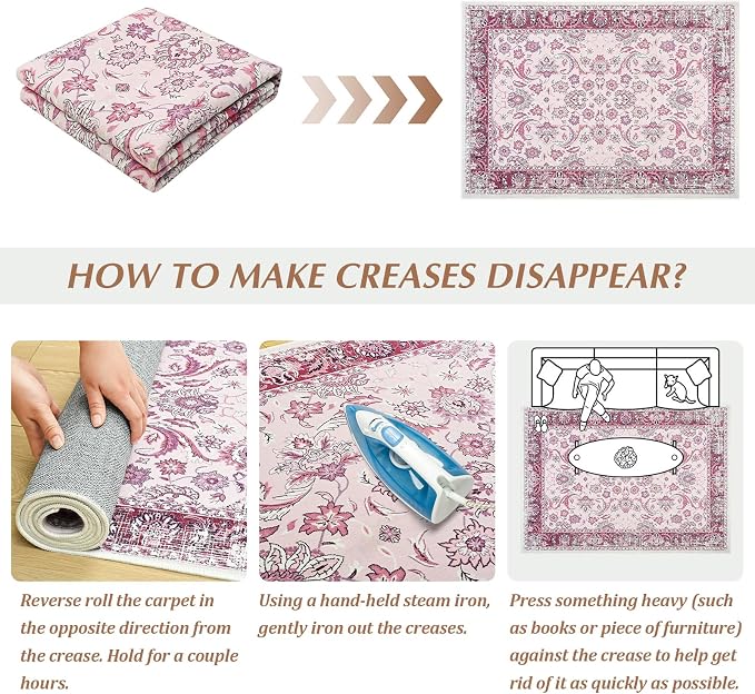 Area Rugs for Living Room, 4x6 Washable Rugs for Bedroom, Non-Slip Floral - Image 8