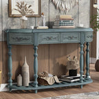 Retro Curved Console Table, Antique Blue by HMFULE