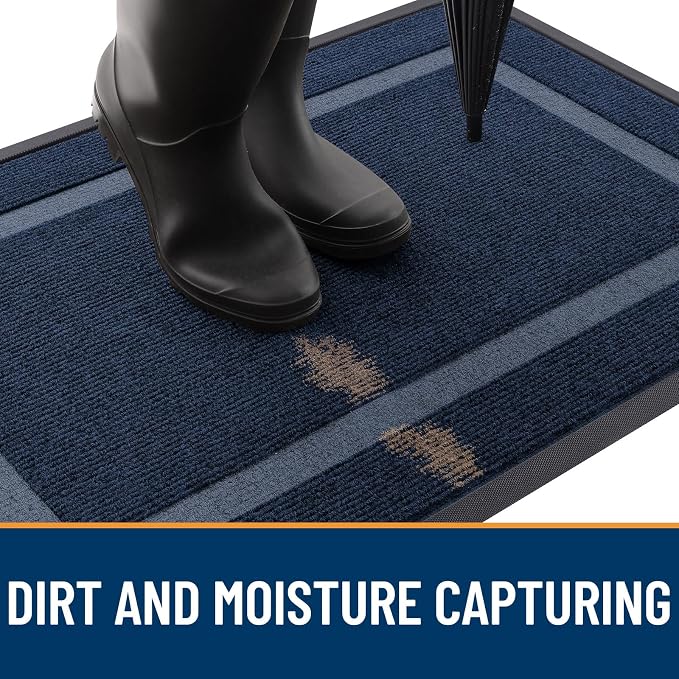 OLANLY Front Door Mat Outside 35x23, All-Season Heavy-Duty Rubber Doormat | Blue - Image 5