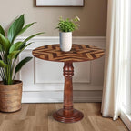 Handcrafted Round Coffee Table for Living Room – 18x21.5 Inch Wooden End Table - Image 2