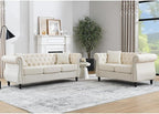 2 Piece Chesterfield Velvet Combination Sofa by Unknown