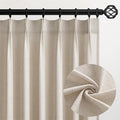 Topfinel Oatmeal Pinch Pleated Linen Curtains 105 Inch Length 2 Panels by Topfinel