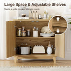 Fluted Cabinet with Storage, 2 Doors Sideboard Buffet, Mid Century Modern - Image 4