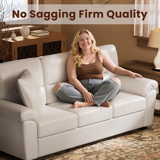 Morden Fort Faux Leather Sofa Couch, Modern Luxury Furniture - Image 6