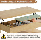 SYESWAY 42'' Lift Top Coffee Table, 4-in-1 Multifunctional Lift Coffee Table - Image 7