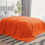 BEDELITE Fleece Blanket Soft Fall Oversized Bed Blanket Orange 120"x120" | - Image 7