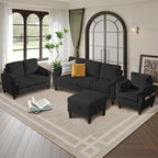 4 Piece Modern Corduroy Sofa Set, L-Shaped Sectional Couch - Image 4