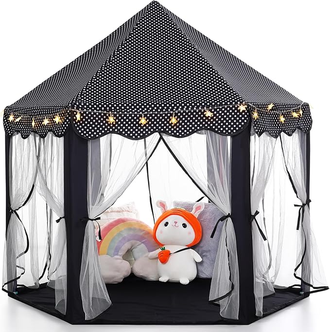 Monobeach Princess Tent Girls Black Large Playhouse Kids Castle Play Tent by Monobeach