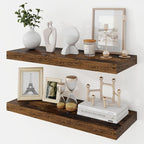 Acovy 24 Inch Floating Shelves, 9.3" Deep Floating Shelf Wall Mounted, Rustic by Acovy