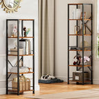 Furologee 5 Tier Tall Bookshelf, Rustic Narrow Bookcase, Display Standing Shelf - Image 6
