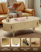 Oval Coffee Table with Storage, 47.2" Lift Top Coffee Table - Image 3