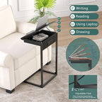 sthmec C Shaped End Table with Charging Station, 45° Tiltable Adjustable Flip - Image 4