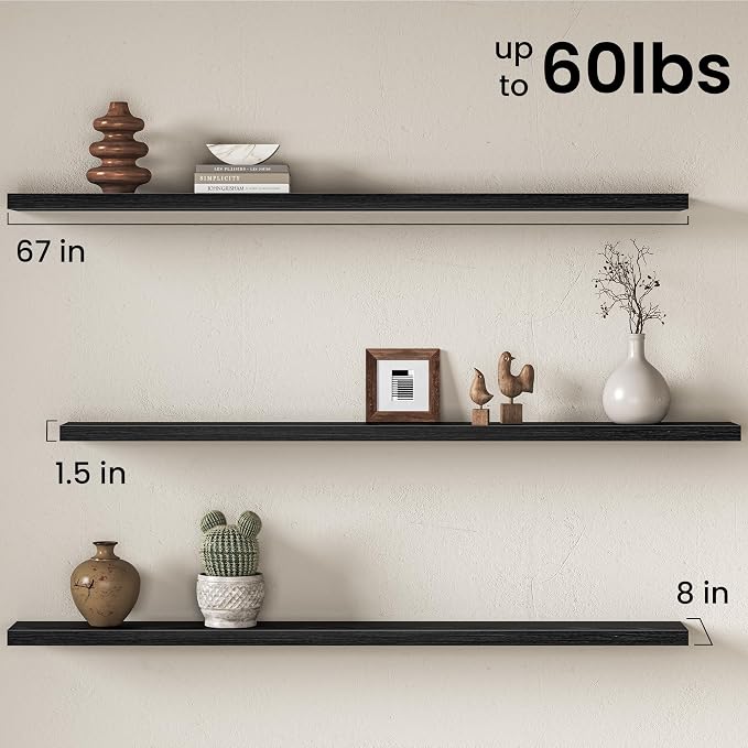 Fun Memories 67Inch Long Floating Shelves, 8 Inch Deep Shelves - Image 3