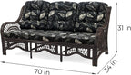 Malibu Lounge Set of 4: 2 Natural Rattan Wicker Chairs, Three-Seater Sofa and - Image 4