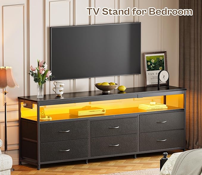 Huuger 63 Inch TV Stand for 55, 70 Inch TV, Long Dresser TV Stand for Bedroom - Image 3