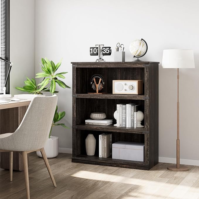 GarveeHome 3 Tier Farmhouse Bookcase, 39.9" Tall Book Shelf by GarveeHome