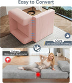 SYFERLORY Versatile 2 in1 Pink Armchair Accent Chair Couch Convertible Boneless - Image 3
