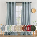MIULEE Dusty Blue Linen Curtains 52x90 Inch 2 Panel by MIULEE