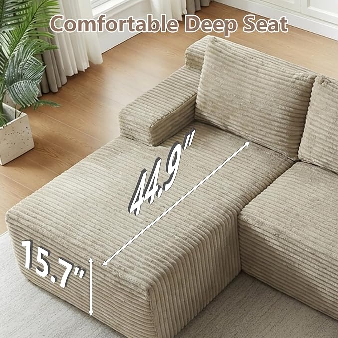 96" Cloud Sectional Couch with L-Shape Chaise, Modular Comfy Sofa Chaise Longue - Image 7