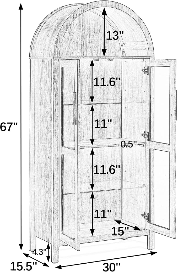 67" Black Tall Display Cabinet - Image 2