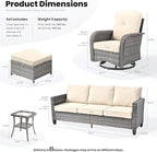 ovios 6 Pieces Patio Furniture Set, Outdoor Wicker Sofa Couch - Image 9