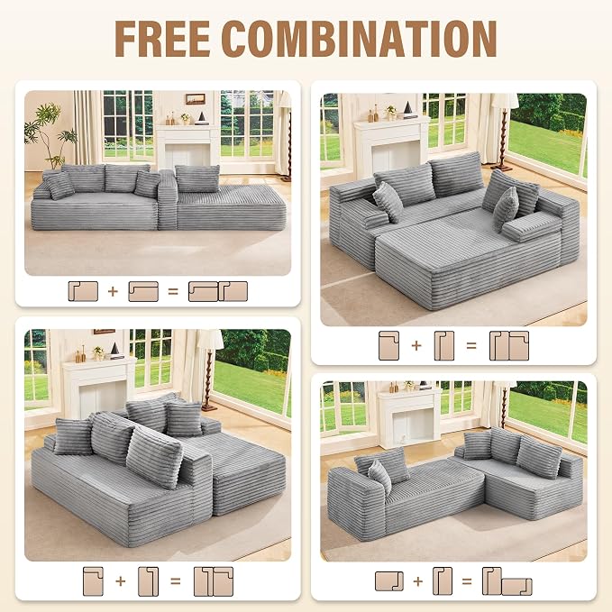 Hobestluk Modular Sectional Sofa Couches L-Shape Couch 3 Seat Modular Sofa - Image 5