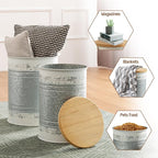 Glitzhome Rustic End Table Set of 2, Farmhouse Galvanized Metal Barrel Ottoman - Image 6
