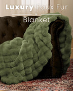 Ultra Soft Cozy Faux Fur Throw Blanket, Fuzzy Plush Thick Bubble Blanket - Image 3