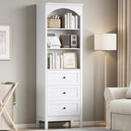 Bookshelf with Drawers, Floor Standing Display Storage Cabinet - Image 8