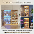Display Cabinet with Glass Doors & LED Lights, 5 Tier Lighted Display Case - Image 6